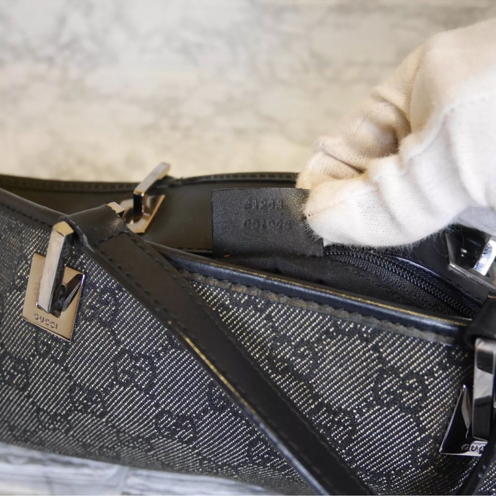 Gucci Black Denim Canvas GG Monogram Tote Bag - Picture 13 of 13